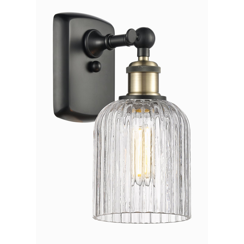 Northgate Steel Armed Sconce, Black Antique Brass, Princess Blue