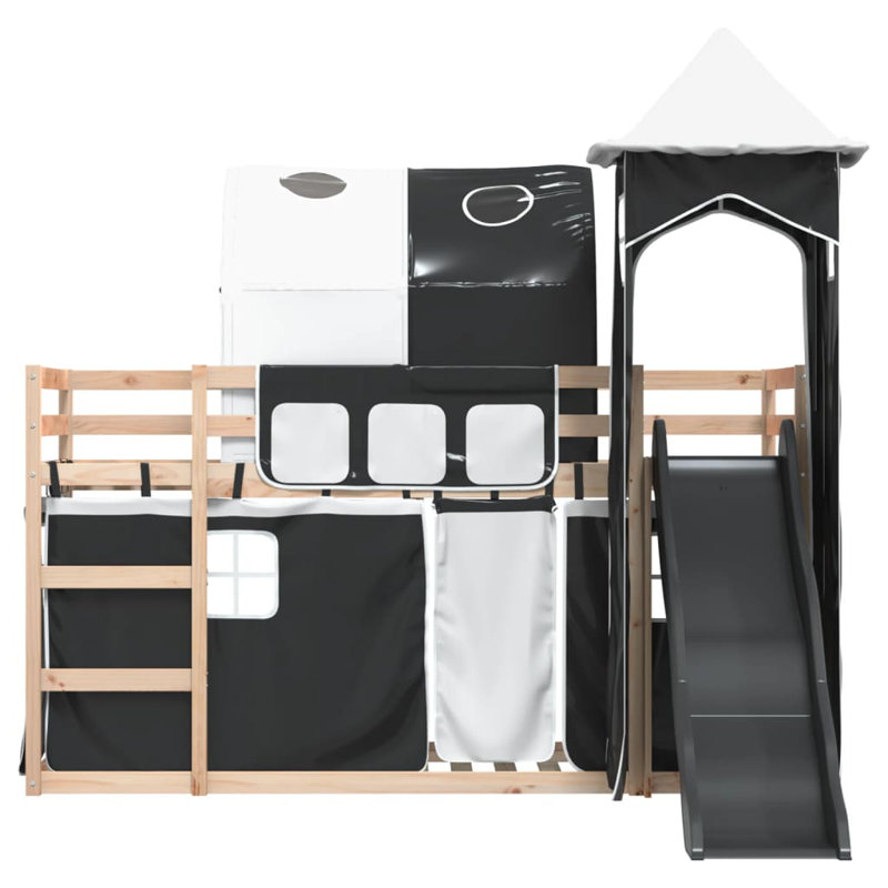 Hyannis Bunk Bed Themed Beds with Trundle Included, Black, Natural, 80 x 200 cm
