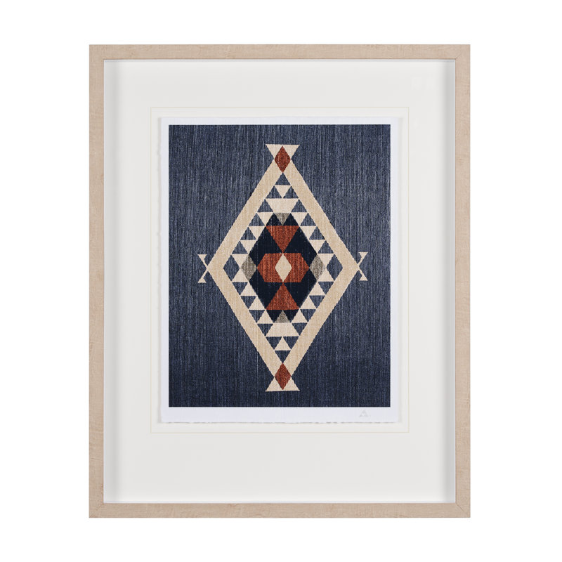 Tapisserie bleue II, reproduction d'art encadrée à la main avec passe-partout en verre, Blue Tapestry II