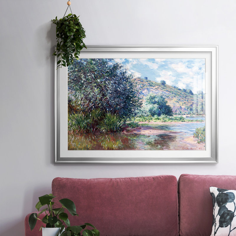 Paysage au port, impression sur papier, H 30 po x l 44 po x P 1,5 po, Argent