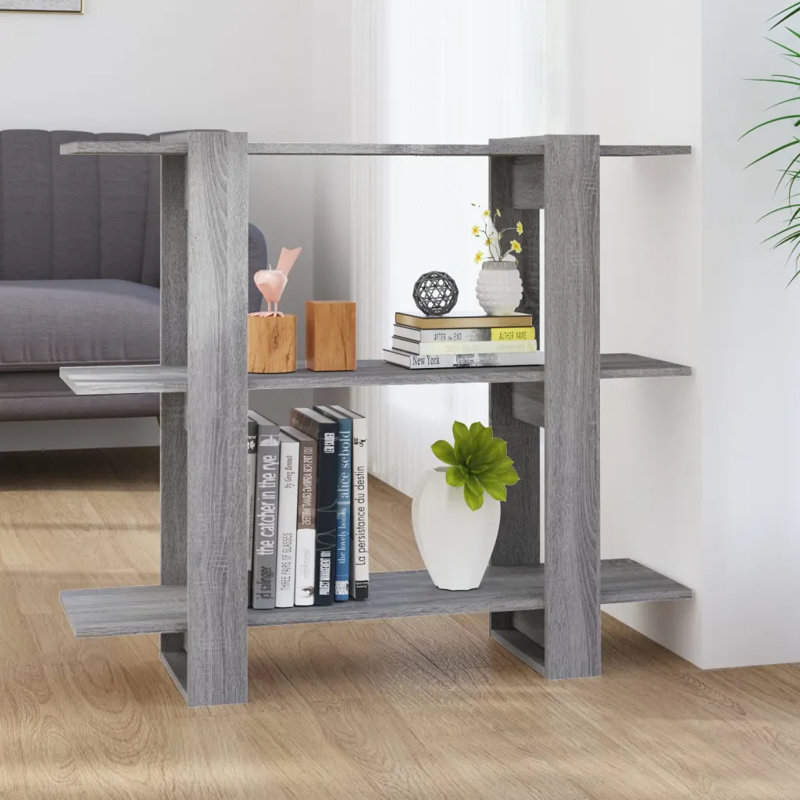 Gendrutis Bookcase, 87cm H x 100cm W x 30cm D, Sonoma Grey