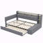 Lit de jour double rembourré avec repose-pieds et tablettes-129865211