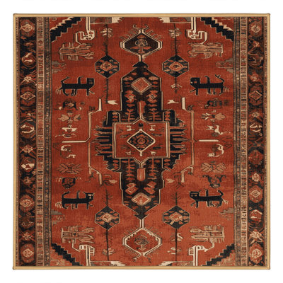 Machine Washable Persian Brown Area Rug