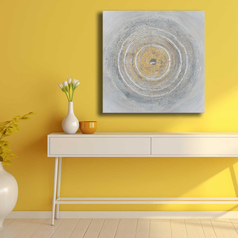 Art mural sur toile à cercles concentriques dorés et argentés