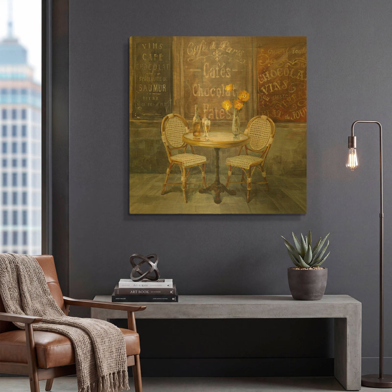 «French Cafe» par Danhui Nai, art mural en métal doré, 36 po x 36 po, 36 po x 36 po