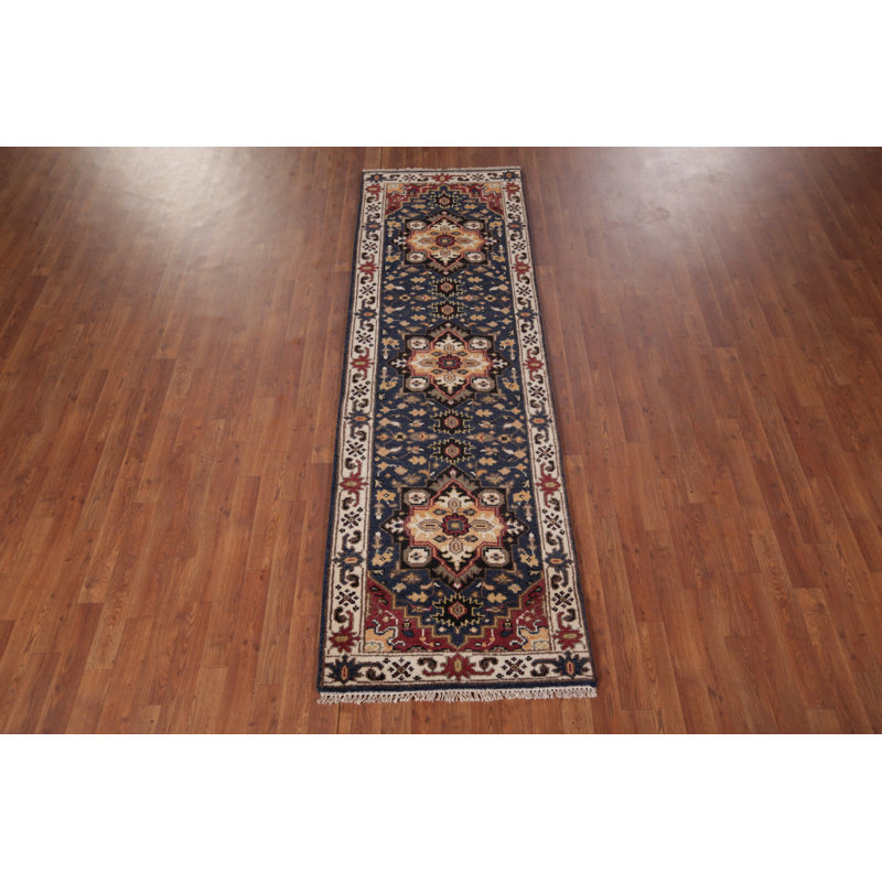 Tapis de couloir bleu Kazak