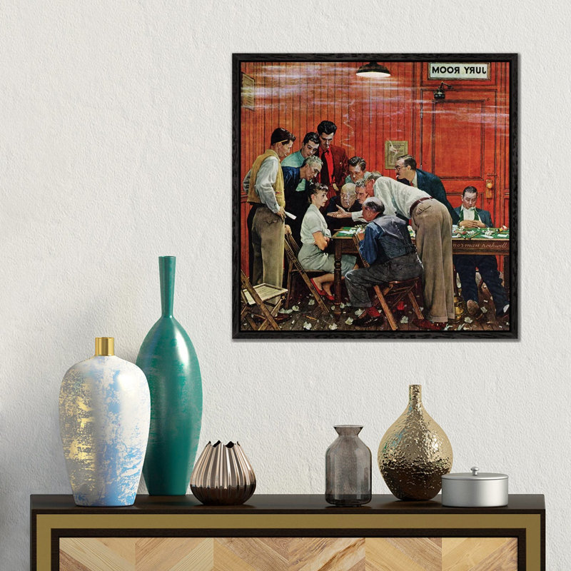 Jury by Norman Rockwell - Gallery-Wrapped Canvas Giclée on Canvas, 45.72 cm H x 45.72 cm W, Black, Framed Print without Mat