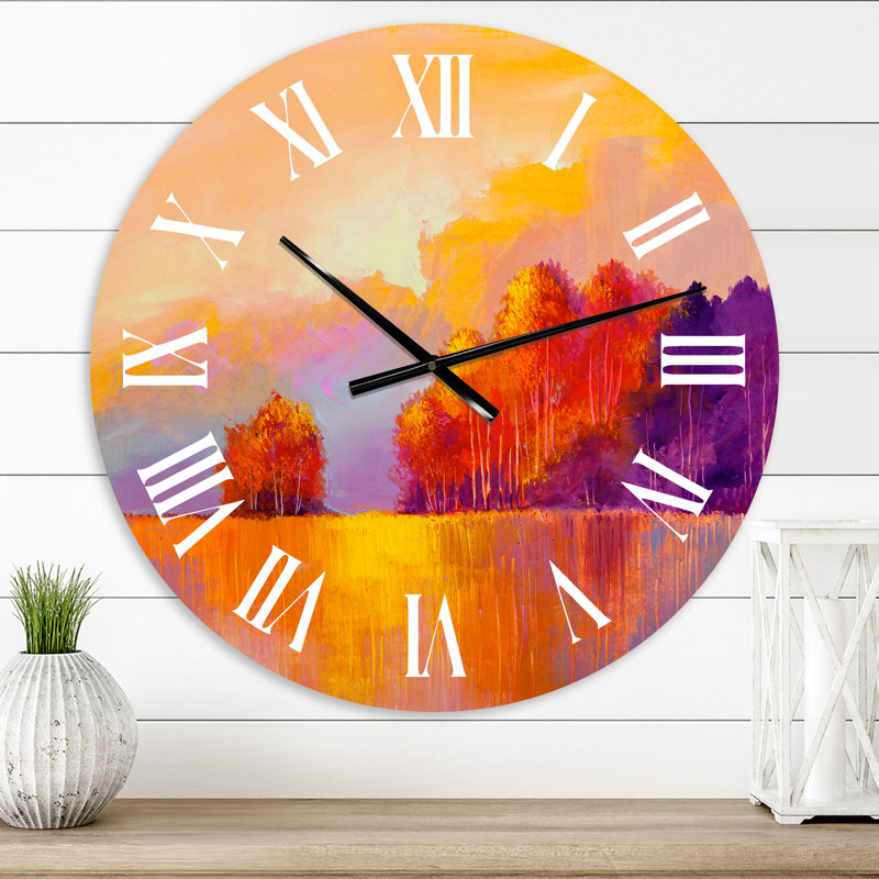 Arbre d'automne coloré forêt Treescape X III - Horloge murale de ferme, Surdimensionné