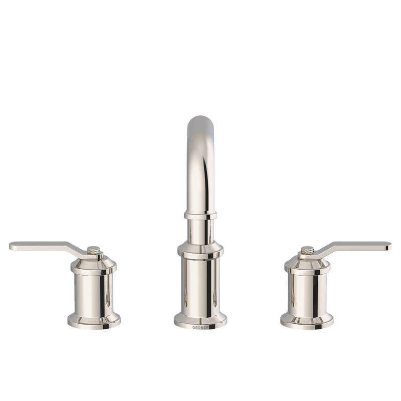 Robinet de salle de bain à poignée large 8 po avec drain en métal Kinzie, Polished Nickel