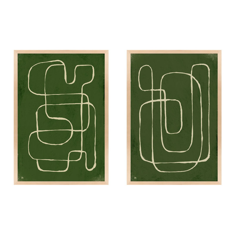 Line Works Painting by StudioM, 30" H x 42" W x 1.25" D, Maple Framed Paper