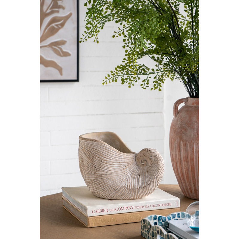 Boîte à fleurs sable et ciment Nautilus, H 6,3 po x l 8,5 po x P 5,5 po