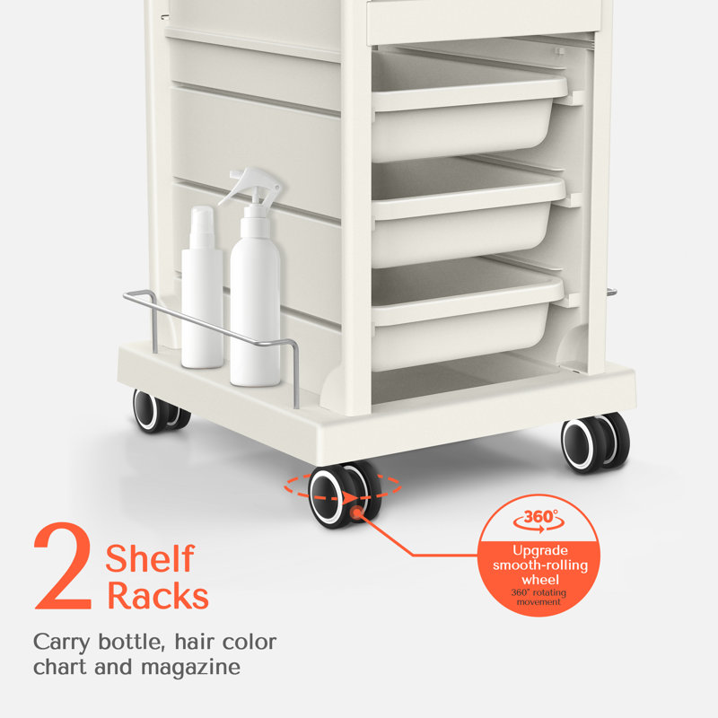 Megett Multifunctional Trolley Utility Cart for Salon Station, White