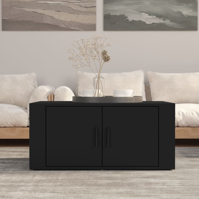 Nyzair Solid Coffee Table with Storage, Black