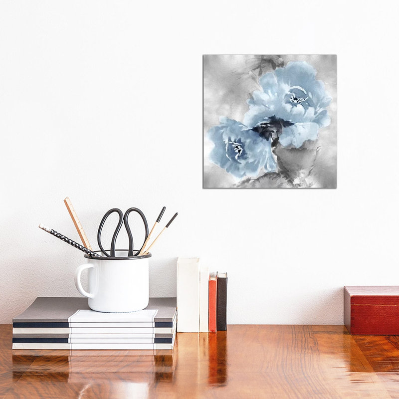 Flower Bloom On Silver II by Jesse Stevens - Print on Canvas, Wrapped Canvas, 30.48 cm H x 30.48 cm W
