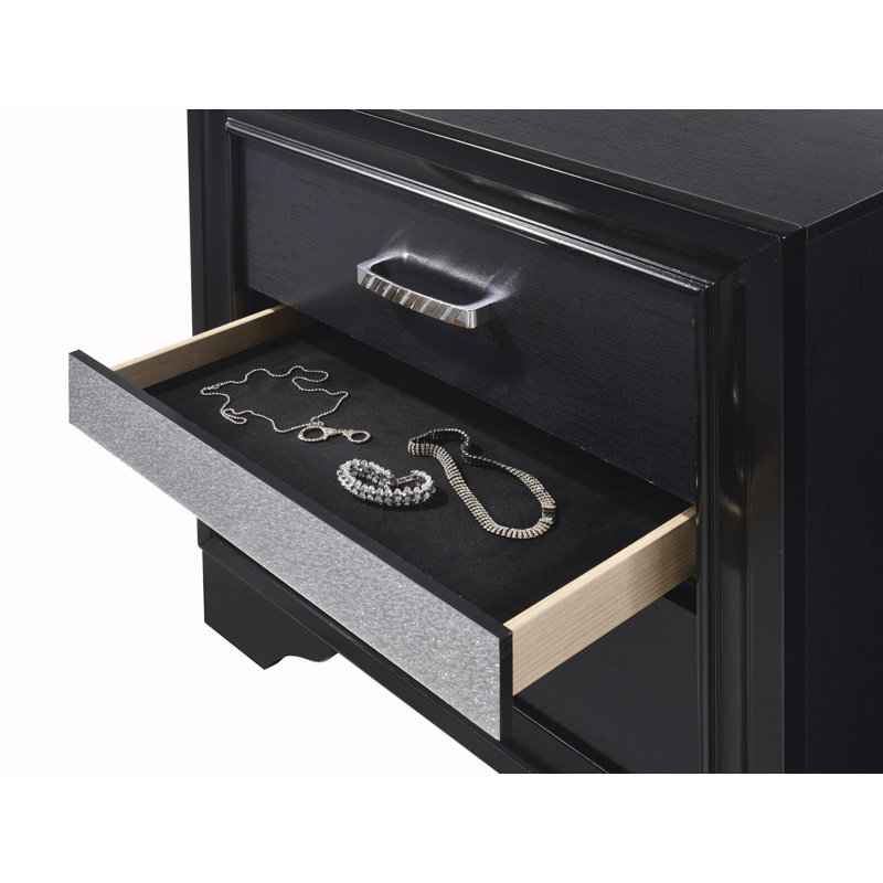 Table de chevet 2 tiroirs Ashmitha, Noir