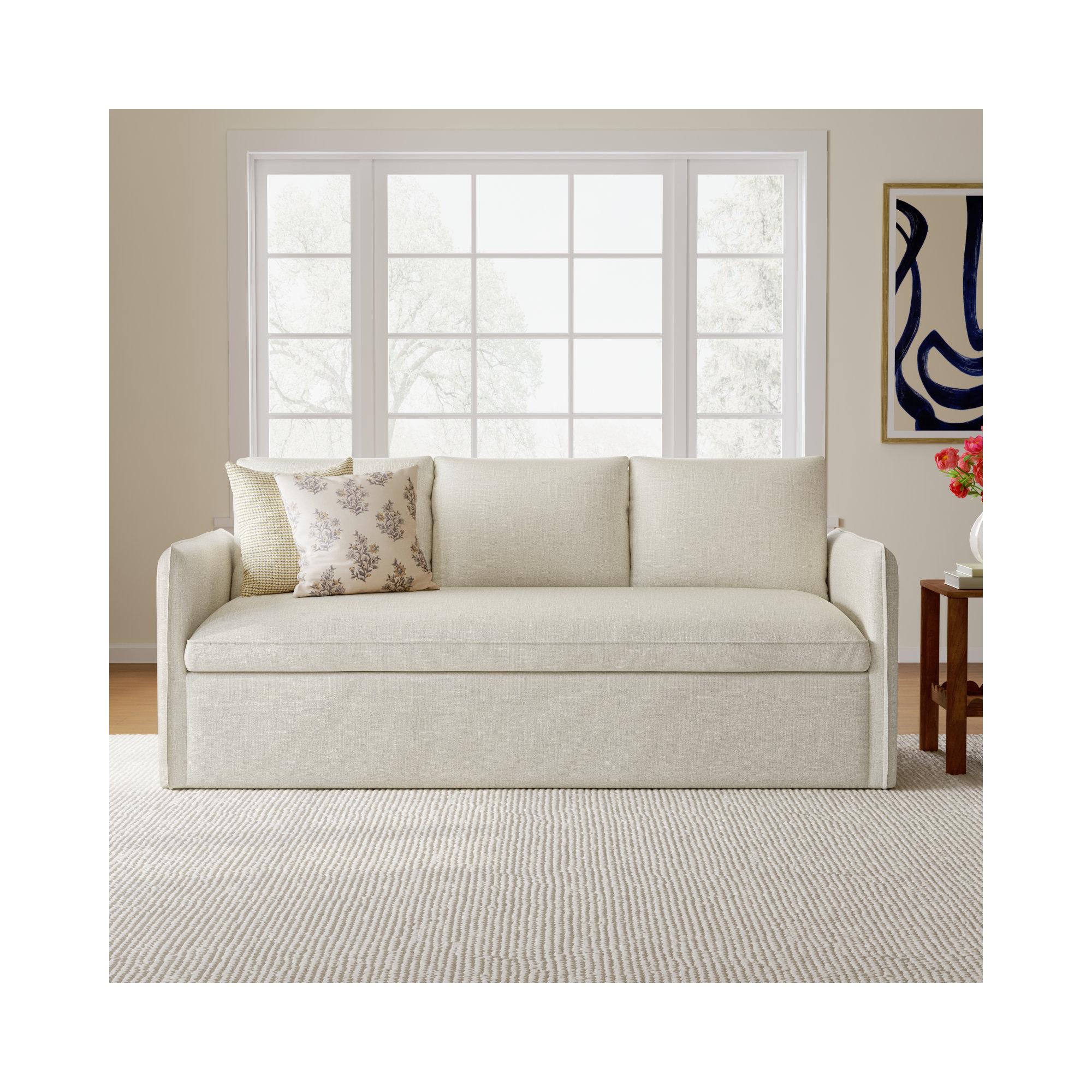 Bellatrix 83'' Slipcovered Sofa, Conversation Pearl Basketweave
