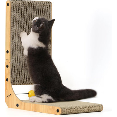 Grattoir à chat, patin à griffer pour chat, griffoir à chat vertical fixé au mur, carton à gratter avec jouet pour chats d'intérieur