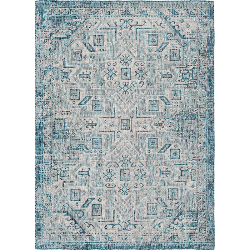 Outdoor Chand Area Rug Blue Color, Rectangle 7' x 10'