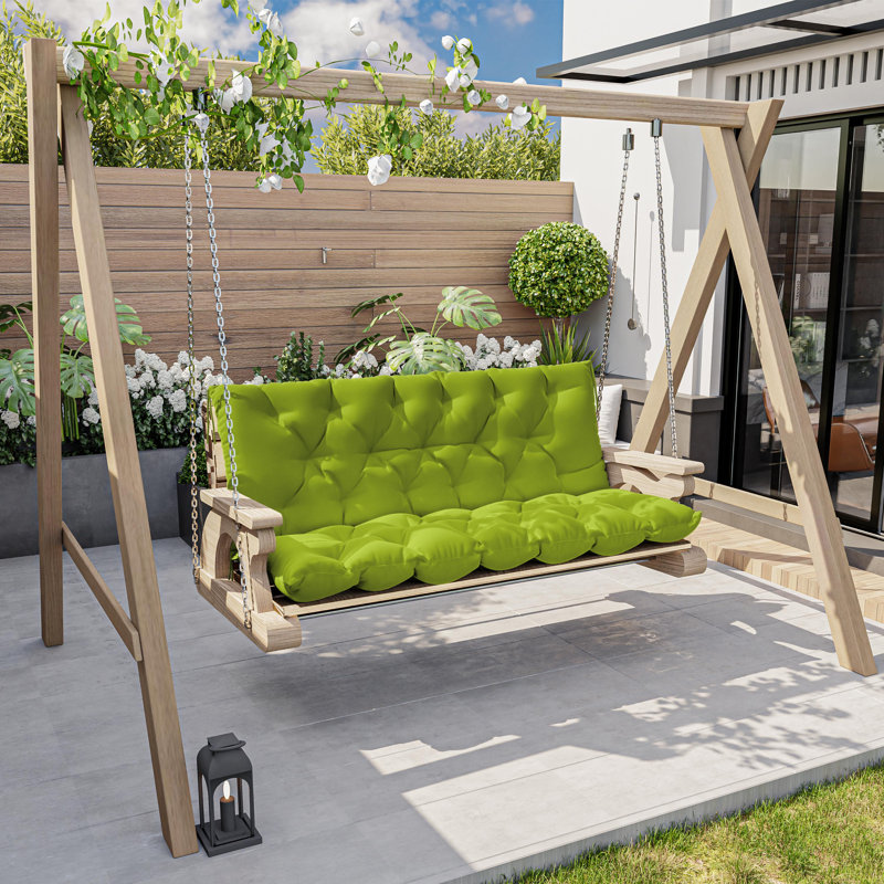 Coussin d'extérieur imperméable pour banc de jardin, Vert gazon, L 60 po x P 40 po