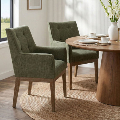 19.5" Seat Height Tweed Upholstered Fabric Dining Armchair