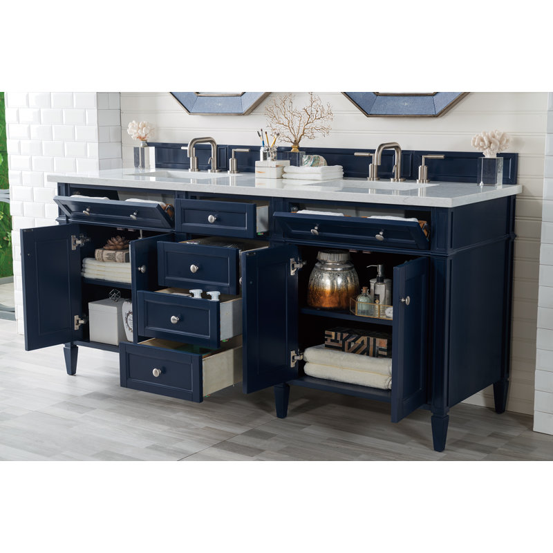Brittany 72'' W Double Bathroom Vanity Base, Smokey Celadon