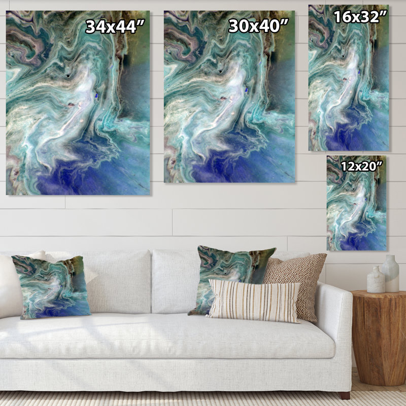 Turquoise liquide, art mural moderne sur toile, H 12 po x l 8 po x P 1,5 po, Toile tendue