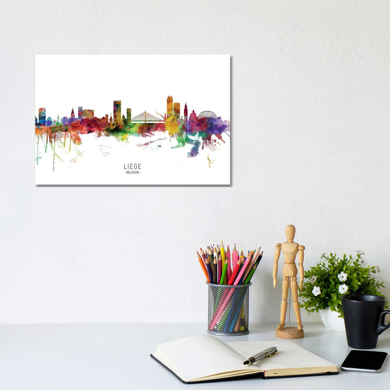 Liege Belgium Skyline by Michael Tompsett - Wrapped Canvas Painting, 20.32 cm H x 30.48 cm W