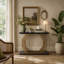 Console en faux marbre, canapé d'appoint 40 "avec base géométrique en métal-1400504568-1400504580-1400504583