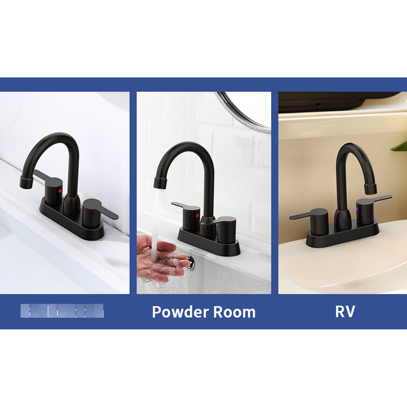 Oil Rubbed Bronze 2 Handles Bathroom Faucet For 2/3 Hole Rv Sink. Modern Style. Solid Brass Plastic Body, Stainless Steel Handles. 30 Minutes Unfussy Installation Steps Convenient Configuration