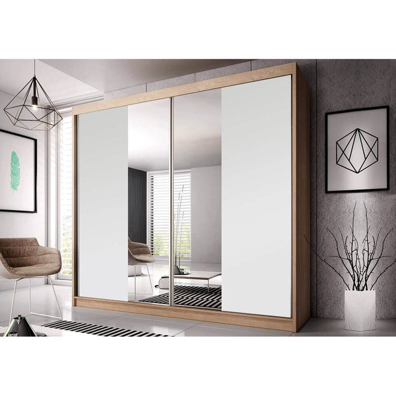 Vruyr 2 Door Wardrobe, 218cm H x 203cm W x 61cm D, Graphite