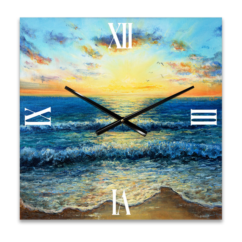 Horloge murale nautique et côtière Morning Light on the Ocean Waves I, Très grand