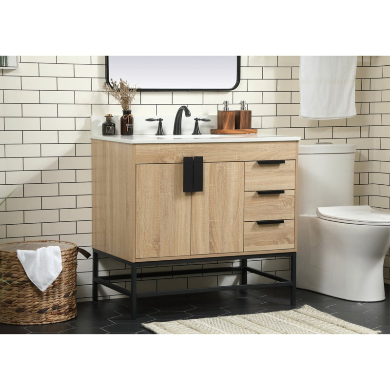 Ensemble de meuble-lavabo simple 36 po Eugene, Bois de manguier