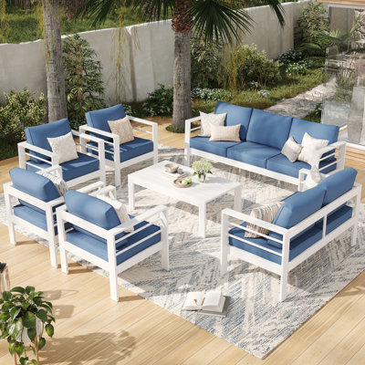 Tatisha 9-Person Aluminum Outdoor Conversation Set with Olefin Cushions 