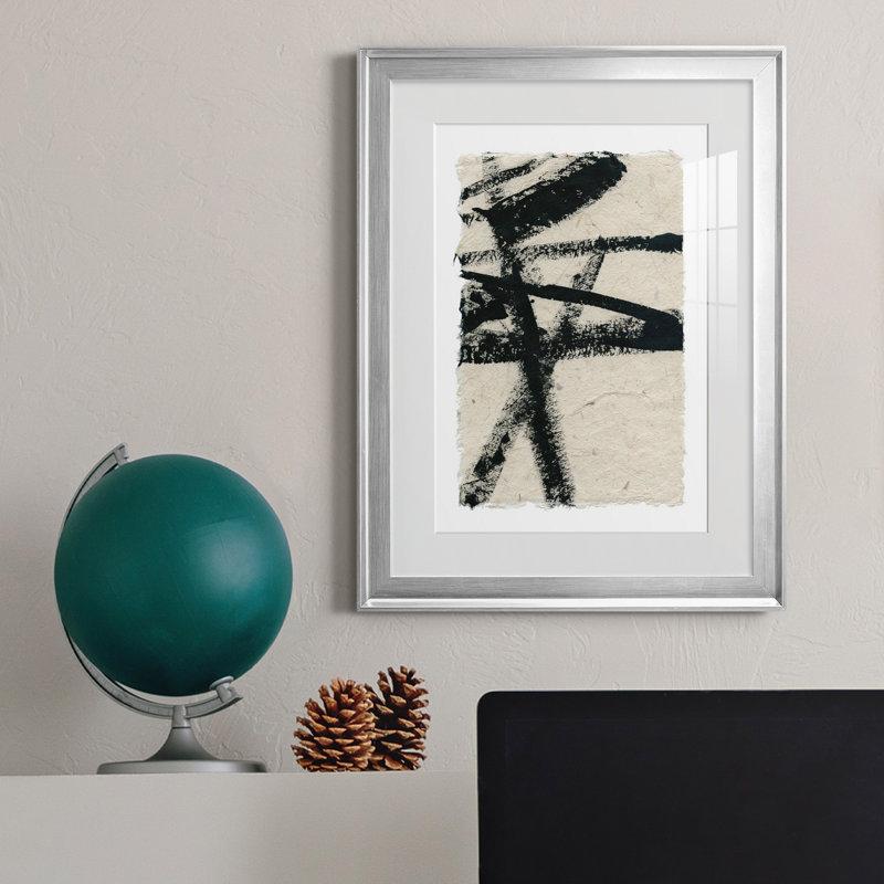 Lignes croisées III - Peinture sur toile encadrée, H 30,5 po x l 22,5 po x P 1 po, Argent