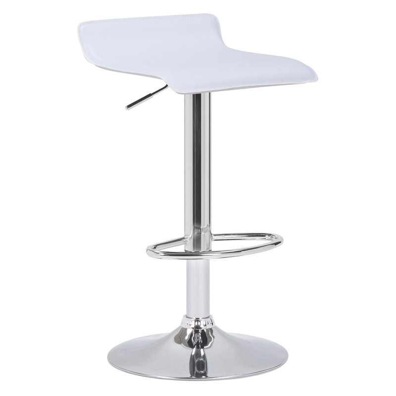 Baucom Swivel Upholstered Adjustable Height Counter Stool with Metal Frame, White