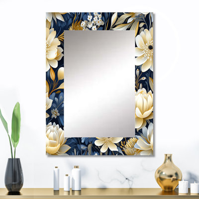 Blue Oasis Floral Blooming Garden - Floral Mirror Wall Decor