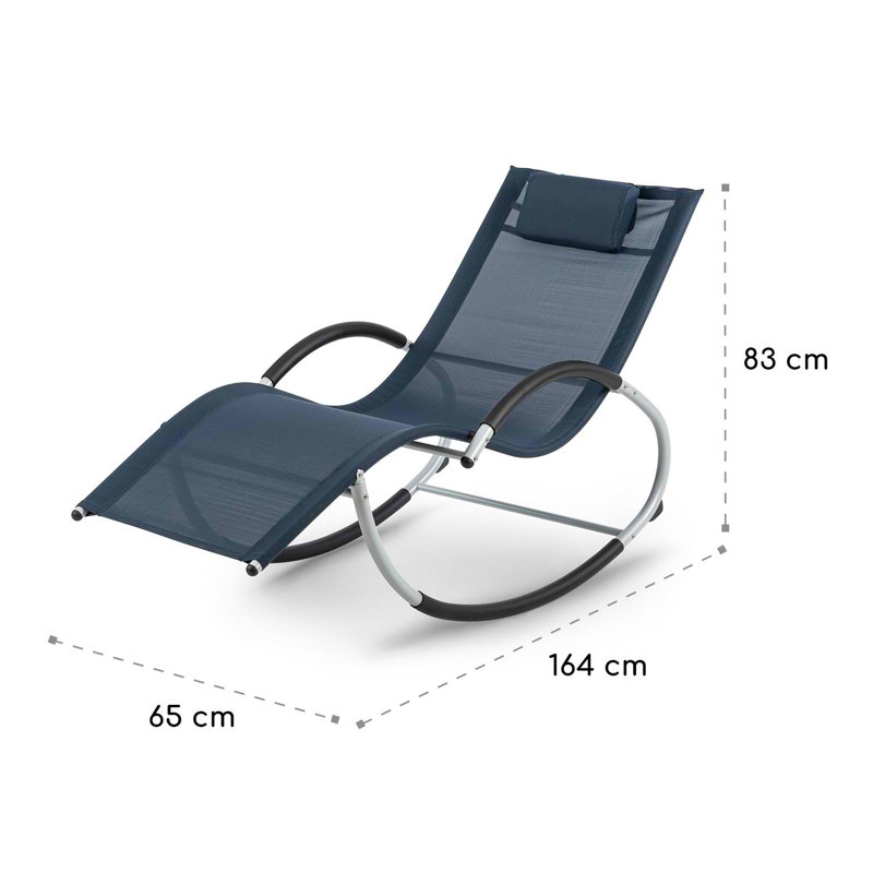 164cm Long Single Chaise with Cushions, Blue