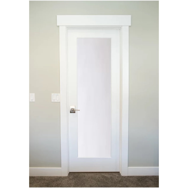 Primed White MDF 30" x 80" Satin Glass Prehung Interior Door