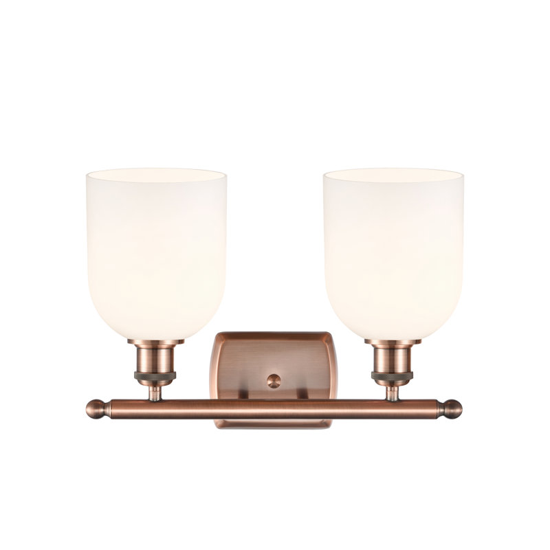 Allysson 2 - Light Dimmable Vanity Light, Glossy White, Antique Copper