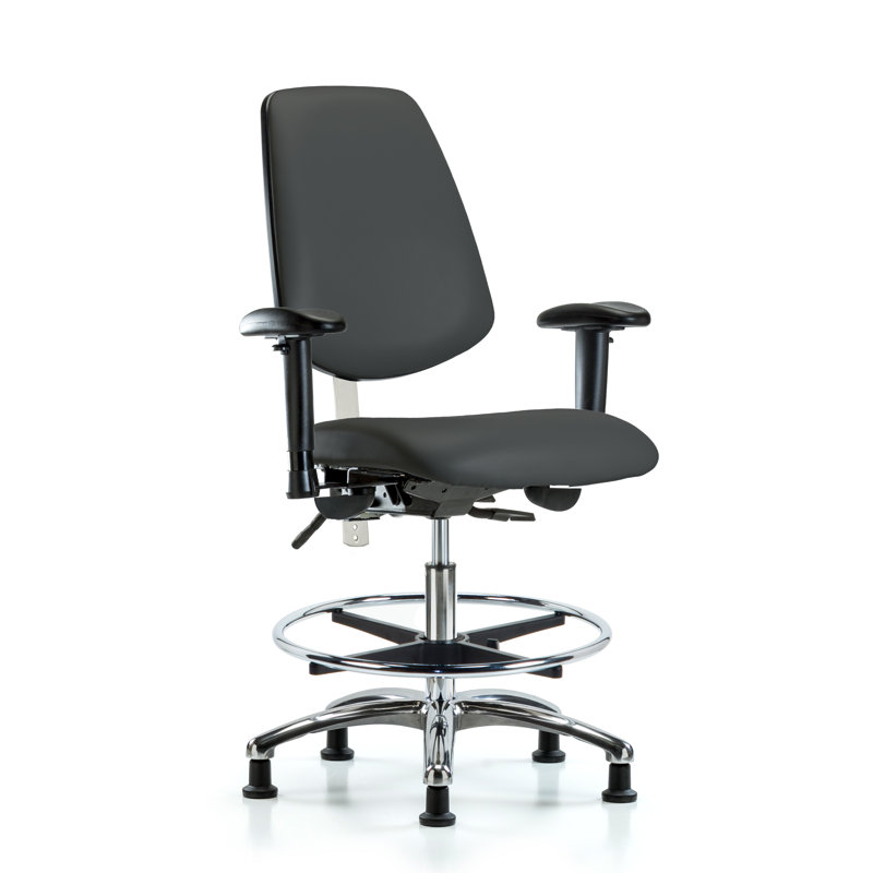 Josiah Vinyl Drafting Chair, Charcoal, Glides, Not Included