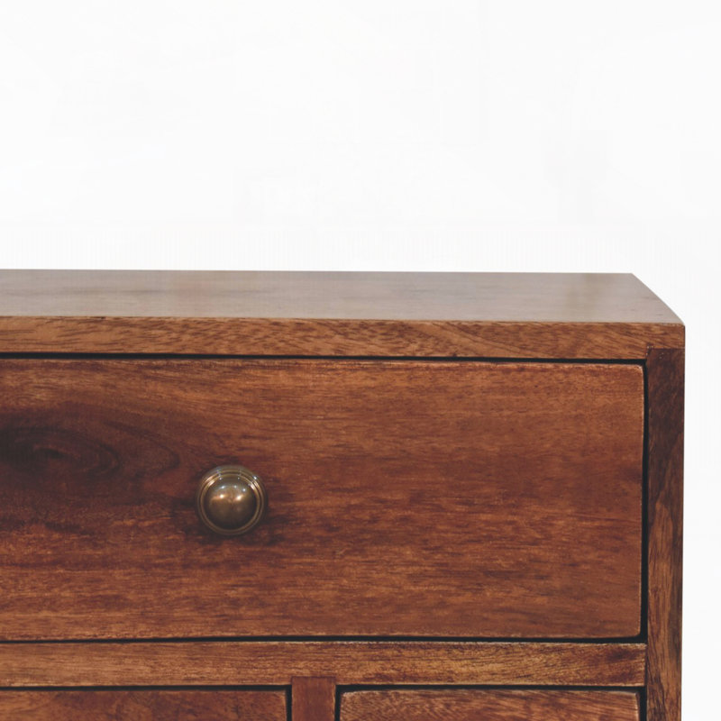 Table de chevet multi-tiroirs en bois caramel et miel de style nordique