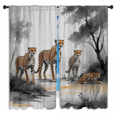 Rideaux de fenêtre Cheetah Family Illustration