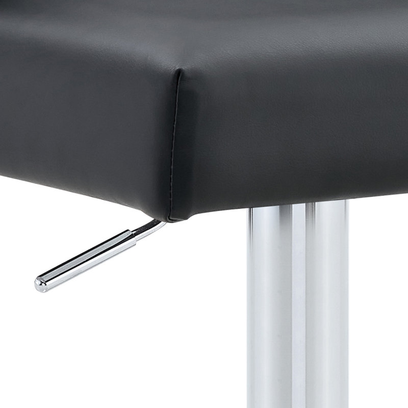 Tabouret de bar ajustable en similicuir, Siège noir / cadre argenté