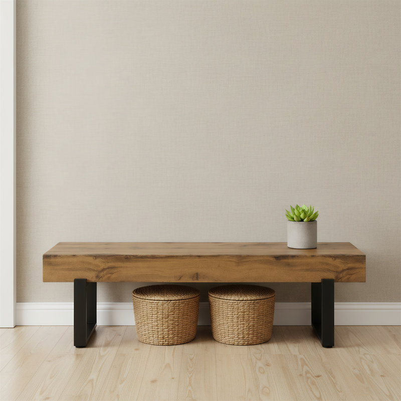 Tabouret de table de salle à manger 59 po, banc à chaussures moderne et multifonctionnel, Bois naturel délavé