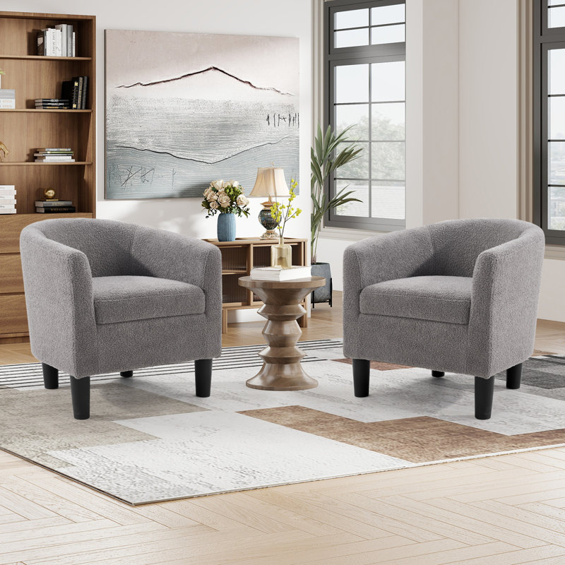Ensemble de 2 chaises d'appoint en tonneau rembourrées 25,2 po Classic, Gris