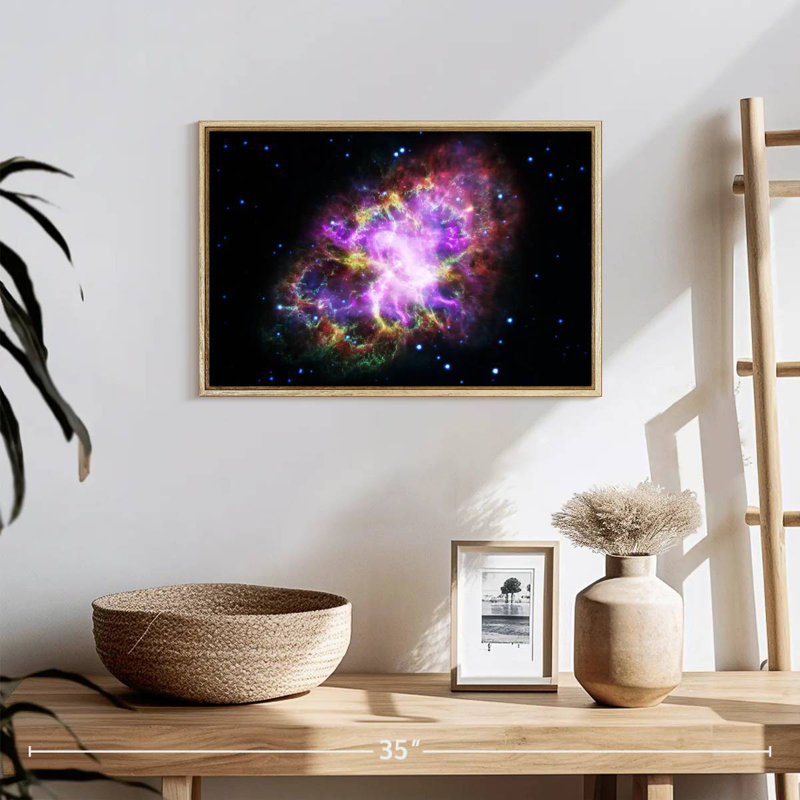 Nébuleuse du crabe scintillant, Cadre flottant en bois naturel, 19 po x 13 po