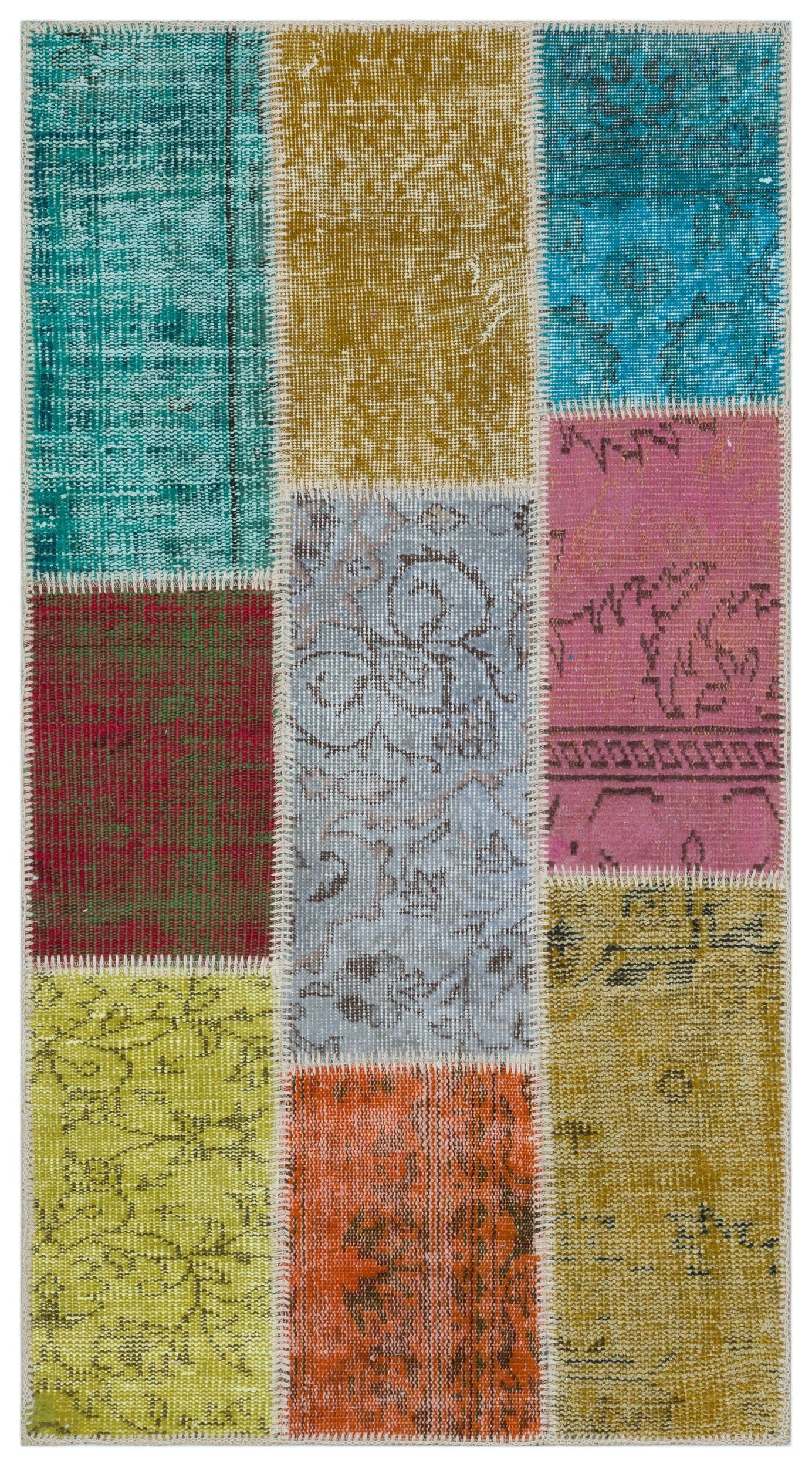 Bungalow Rose Iskece Beige Patchwork Wool Handmade Area Rug | Wayfair