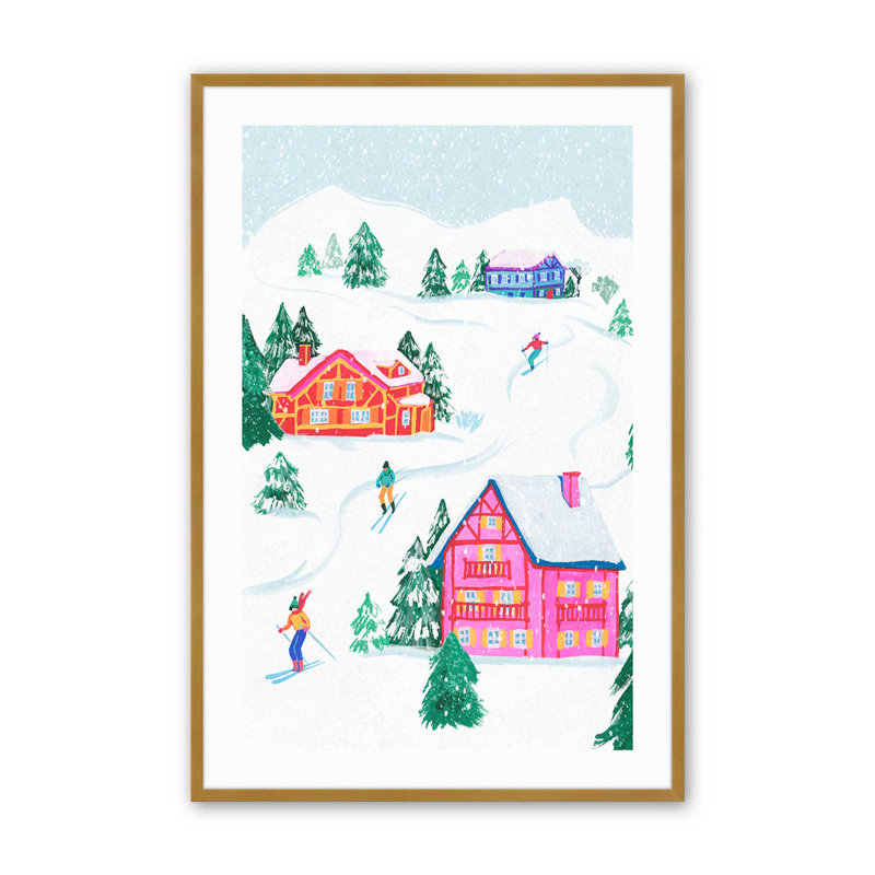 Vibrant Winter Village II, reproduction dans un cadre, Cadre doré poli, H 15,25 po x l 12,25 po