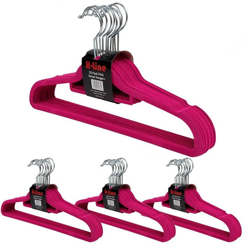 Velvet Standard Hanger for Dress/Shirt/Sweater, Pink