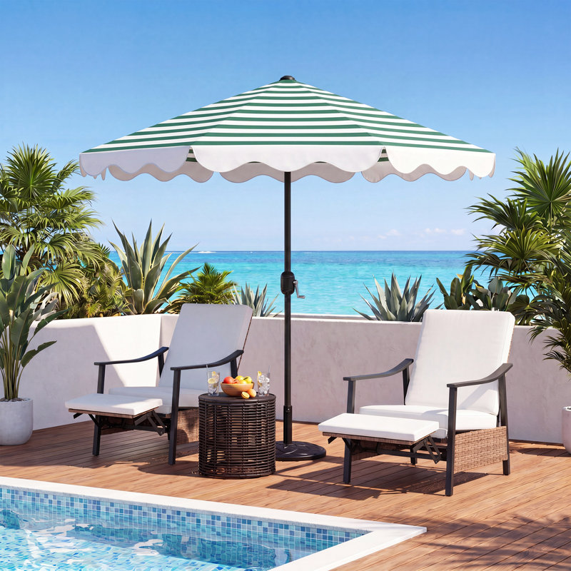 Parasol de plage à volants 8 pi avec base Wykisha